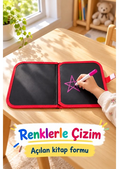 Ers Çizim Kitabı Renkli Kalemler Ve Siyah Kalem Tutuculu