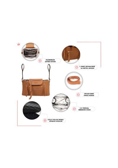 Motheric Bebek Arabası Organizer Çantası Taba