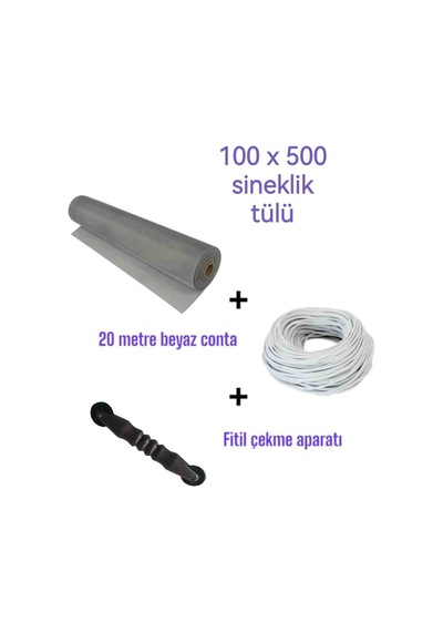 Netpen 3'lü Sineklik Seti 500x100 Cm Tül, 20 Mt. Beyaz Conta, Fit