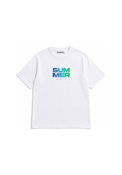 Me Selection Summer Tasarım %100 Pamuk Unisex Basic Tişört Beyaz