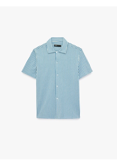 Koton Regular Fit Kısa Kollu Klasik Yaka Çizgili Gömlek Mavi Çizgili 6sam60001hk Koton Regular Fit Kısa Kollu Klasik Yaka Çizgili Gömlek Mavi Çizgili 6sam60001hk