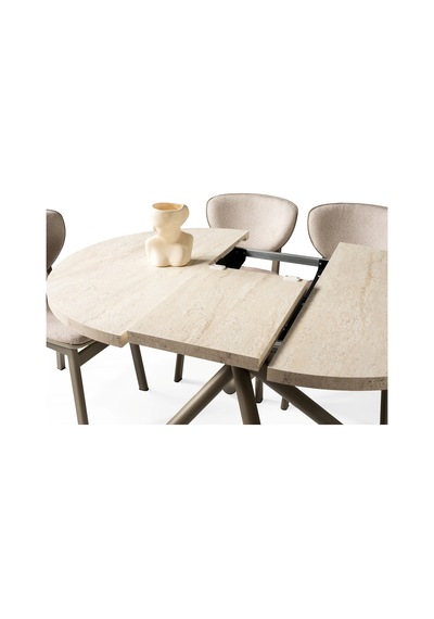 Truva Yuvarlark Açılır Mdf Mutak Masası 104cm Bej
