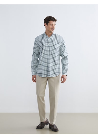Lcwaıkıkı Classic Yeşil Regular Fit Ekose Gabardin Erkek Gömlek
