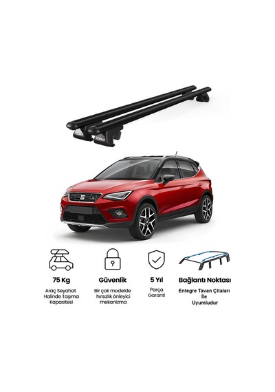 Venüs Seat Arona 2017 Ve Sonrası Uyumlu Siyah Ara Atkı Port Bagaj Tavan Barı