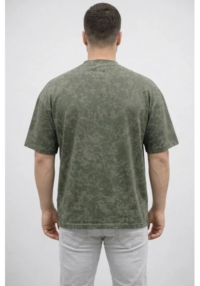 Yake Store Erkek Premium Tişört Osy Yumuşak Dokulu Yıkamalı Oversize T-shirt - Haki - Haki Yeşil