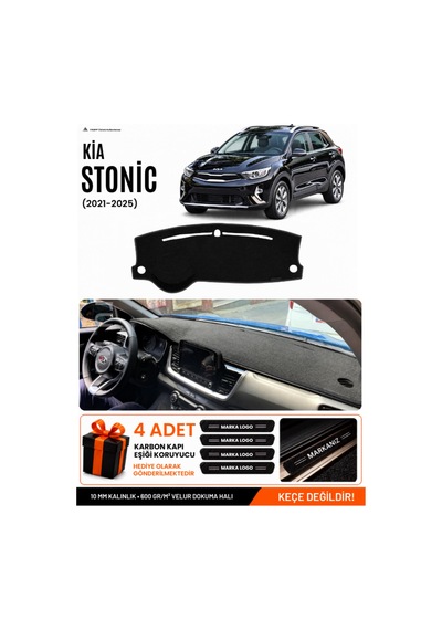 Kia Stonıc 2021-2025 Uyumlu Torpido Koruma, Torpido Örtüsü, Torpido Kılıfı - Siyah - Kı024