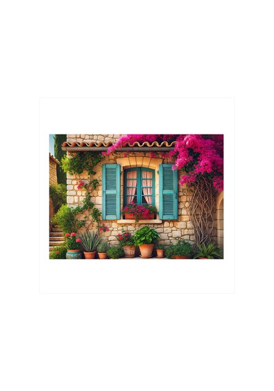 Renkli Akdeniz Evi Modern Ahşap Tablo