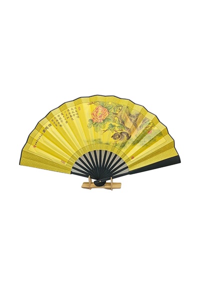 Çin Bambu Keten Kumaş Yelpaze 07bsg Siyah Büyük Boy 60cm No.7s Adet-1