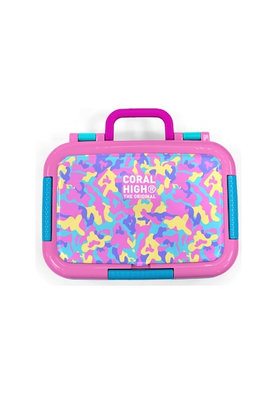 Coral High Kids Pembe Sarı Lavanta Kamuflaj Desenli Paslanmaz Çelik Beslenme Kabı 39101 Pembe