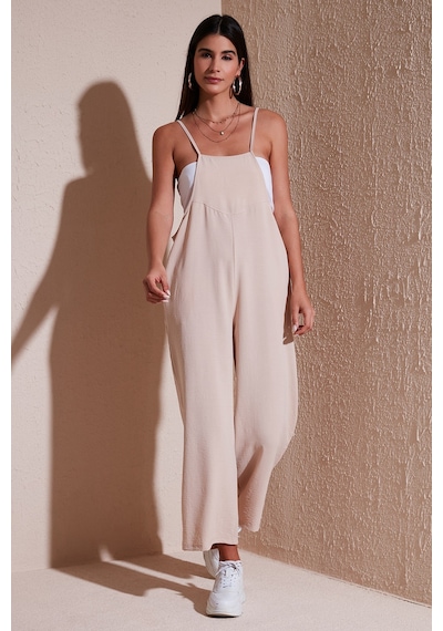 Lela Relaxed Fit Ayarlanabilir Ip Askılı Bahçıvan Bayan Tulum 66970192S4 Taş