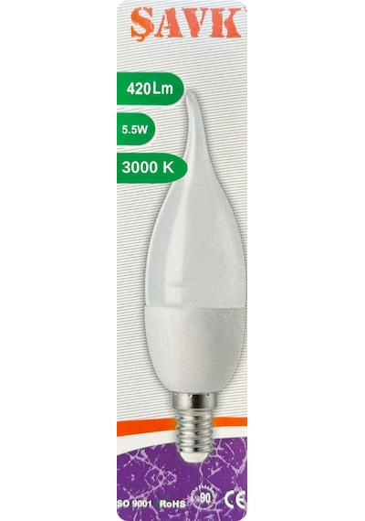 4 Adet Şavk 5,5w 37w Sarı Işık 3000k E14 Duylu İnce Duy Led Kıvrık Ampul