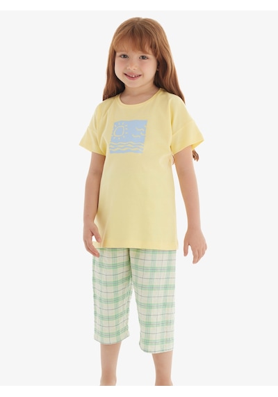 Kız Çocuk Pijama Takımı 60565 - Açık Sarı Açık Sarı