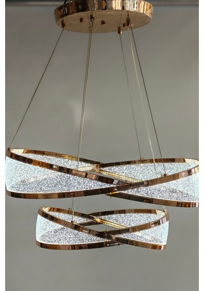 Modern Tasarım Sonsuzluk Motifli Led Halka Avize - Rose Gold Gold 1