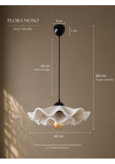 Lioraa Lighting Flora Mono 45 Cm Sarkıt Avize Kırık Beyaz