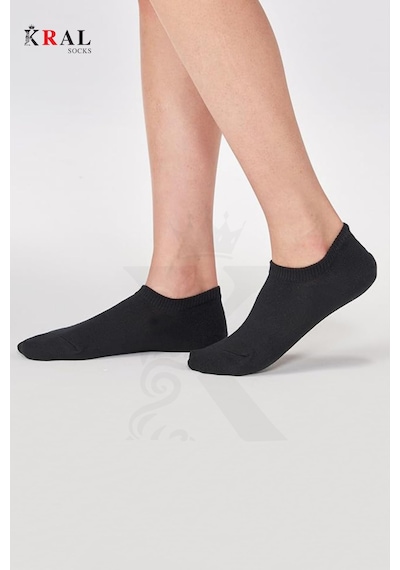 Kral Socks Kadın - Erkek 8 Li - 8 Çift Pamuklu Terletmez Yazlık Görünmez Çorap Seti Siyah
