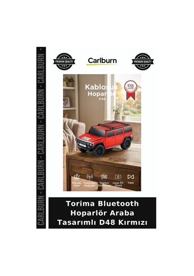 Özel Üretim Torima Bluetooth Hoparlör Araba Tasarımlı D48 Kırmızı Eğlence Aleti Müzik