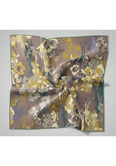 Silk Home Twill İpek Eşarp 11483-03 Sütlü Kahve, Asit, Mor, Fildişi, Petrol Mavisi