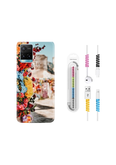 Vivo Y21 Kılıf Kablo Koruyuculu Gerçek Çiçekler 1743