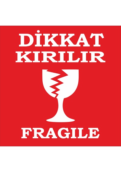 200 Adet 5x5 Cm Dikkat Kırılır Fragile Etiket Sticker Makasla Kesilecek Dijital Baskı