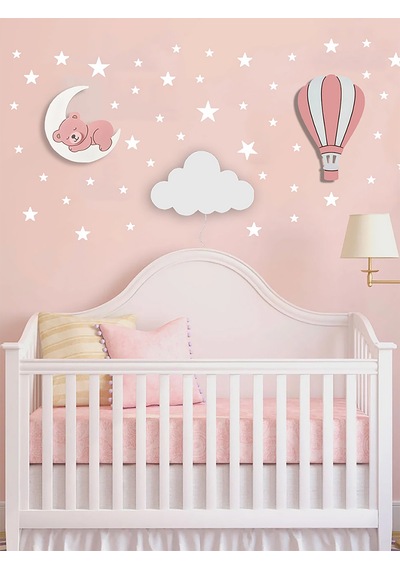 Bugybagy Ayıcık Bulut Balon 56'lı Sticker Seti Pembe