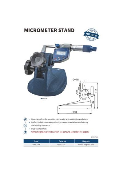 Dasqua Mikrometre Standı 100mm Kadar 7111-1105