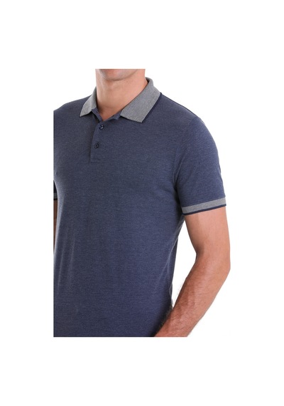 Hatemoğlu Indigo Regular Fit Düz Pamuklu Polo Yaka Tişört İndigo