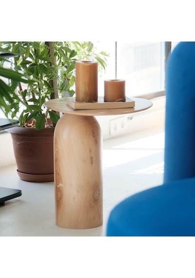 Wood Ahşap Tekli Mantar Naturel Renk Yan Sehpa Modern Fiskos / Çiçeklik / Zigon Naturel