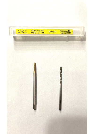 M2.5 Titan Kaplı Düz Kılavuz 2 MM Hss Matkap Ucu