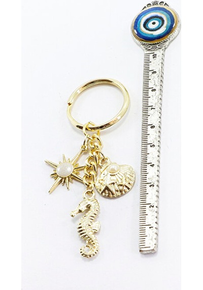 Deniz Esintili Işıltılı Metal Küçük Charm Anahtarlık Deniz Atı De