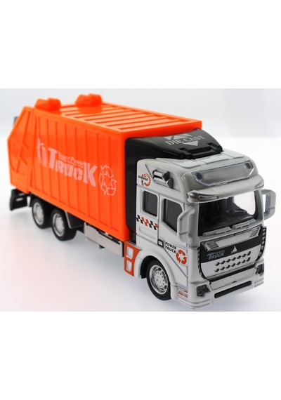 Diecast Çek Bırak Turuncu Çöp Kamyonu