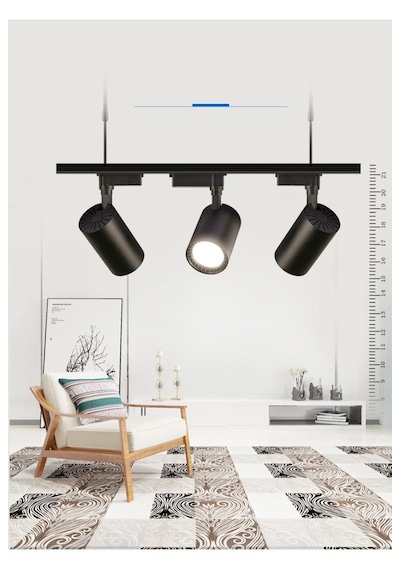 4 Adet Dekoratif Led Ray Spot + 1 Metre Ray Siyah Kasa Beyaz Işık