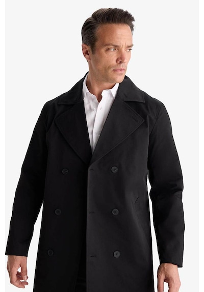 Defacto Slim Fit Dar Kesim Kemerli Düğmeli Trençkot D5528ax25aubk27 Siyah