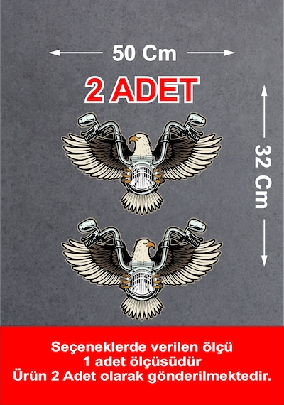 Chopper Motosiklet Kartal Sticker - Araba Oto Motosiklet Cam Sticker - 02141 50x32 Cm