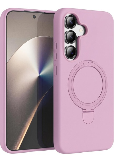 Microsonic Samsung Galaxy Uyumlu S25 Kılıf Aura Stant Magsafe Pembe -