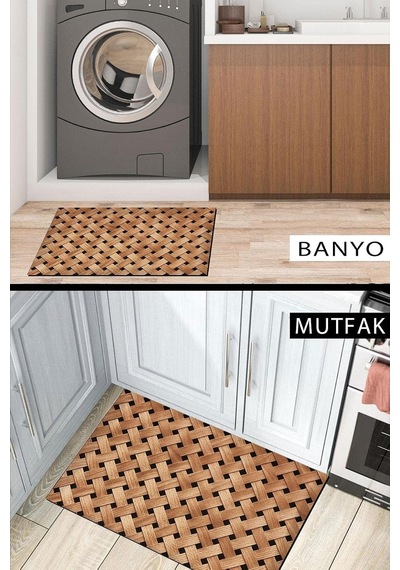 Hasır Baskılı Kapı Önü Paspası Dekoratif Kapı Paspası Dış Mekân Paspas Ev İçi Paspası 45x70cm Çok Renkli