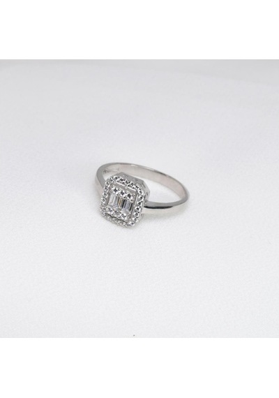 Brezza Lusso Jewelry Gümüş Baget Zirkon Taşlı Tektaş Bayan Yüzük - 462269813