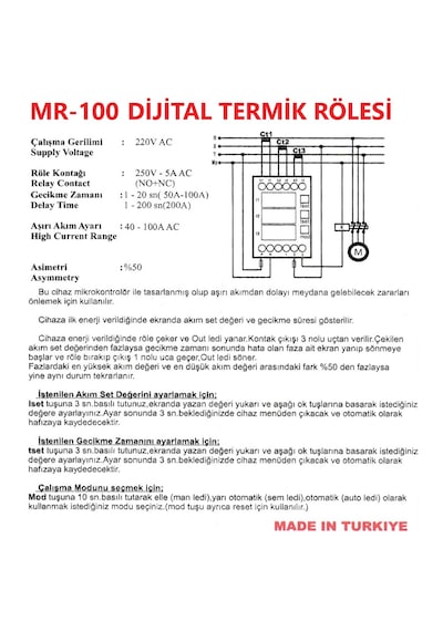 Metess - Mr-100 Dijital Termik Rölesi