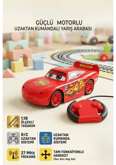 Racer Mc.racer Uzaktan Kumandalı Araba 1:18 Ölçekli 4 Fonksiyonlu 27 Mhz Oyuncak Araba Kırmızı