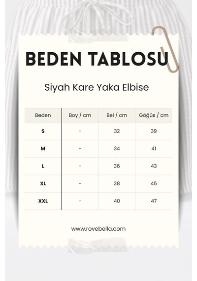 Rovebella Siyah Vatkalı Kare Yaka Midi Elbise