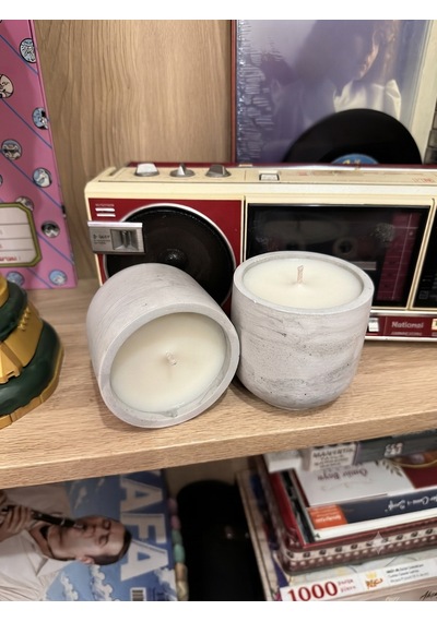 Dekoratif Beton Mum El Yapımı Gri 300 Gr