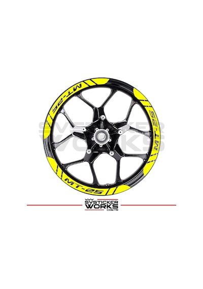 Yamaha Mt25 Jant Şeridi Geniş Sticker Dıştan İçe Kaliteli Yüksek Yapışkanlı Sticker Sarı