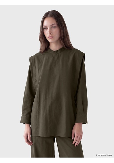 Lcw Modest Haki Dik Yaka Kadın Tunik