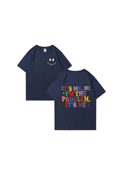 Flood Of Style Sıcak Satış Bu Bana Merhaba Ben Sorun Baskı T Shirt Erkekler Kadınlar Hip Hop Streetwear Lacivert