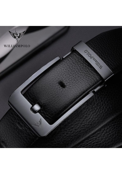 William Polo İtalyan Hakiki Deri Erkek 115 Cm Kemer Siyah