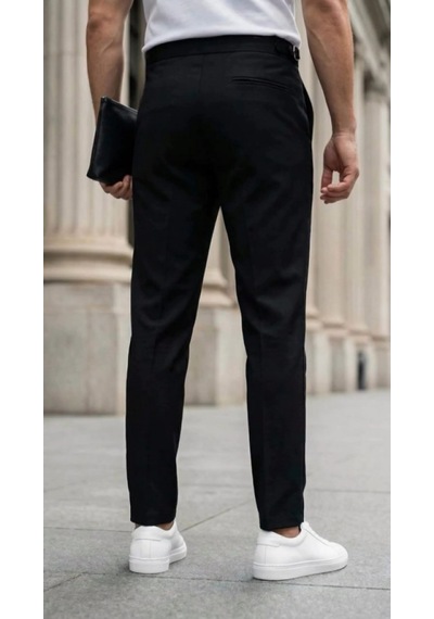 Efnaz Style Erkek Toka Detaylı Oldmoney Kumaş Pantolon siyah