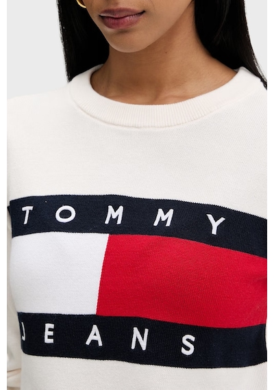 Tommy Jeans Bisiklet Yaka Relaxed Fit Logolu Kazak Kadın Kazak Dw0dw22930 Ybh Beyaz