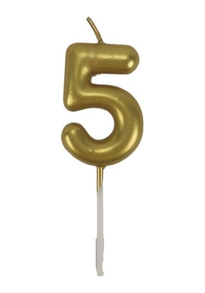 5 Beş Rakamlı Gold Altın Mum 6.5 Cm