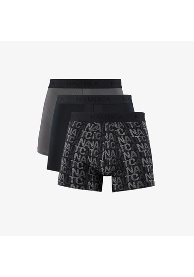 Nautica Erkek Siyah Standart Fit 3'lü Boxer Düz X55005t Siyah