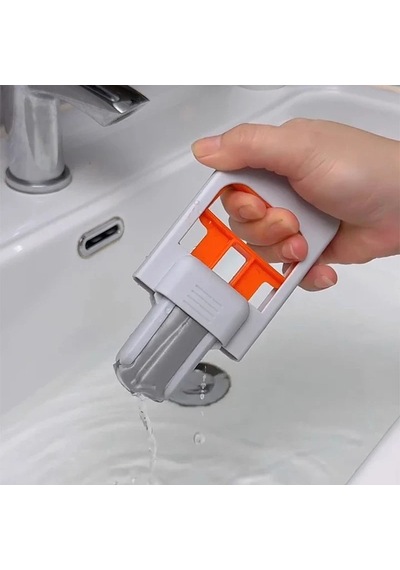El Değmeden Sıkmalı Süngerli Mini Mop & Mutfak, Lavabo, Cam, Fayans Temizleme Aparatı Turuncu