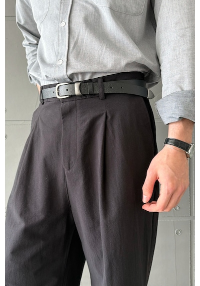 Erkek Baggy Fit Gabardin Kumaş Pantolon Siyah